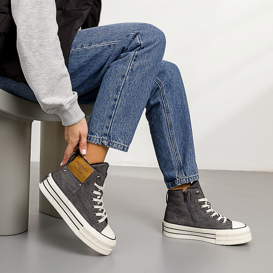848114/16-01 Кеды KEDDO DENIM женские серый